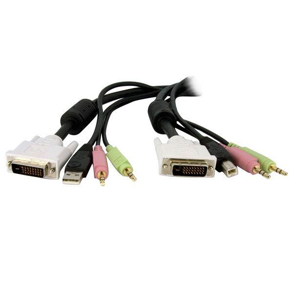Aanbieding KVM Kabels. StarTech 4-in-1 USB Dual-Link DVI KVM kabel audio/mic 1