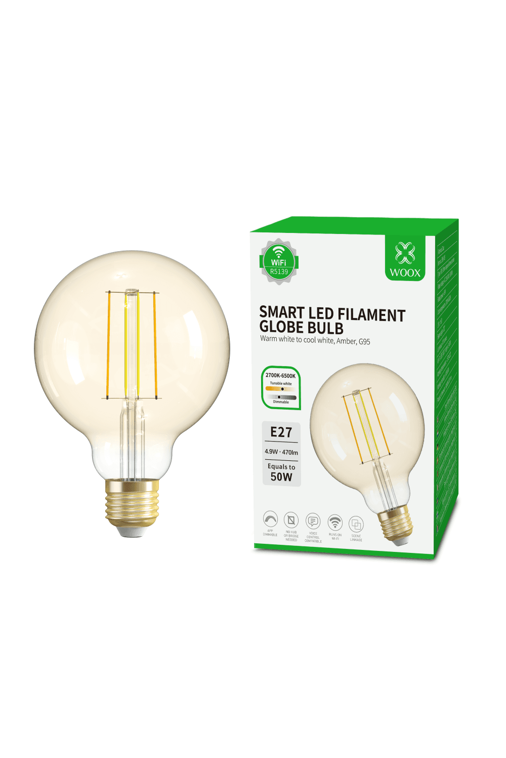 Aanbieding Slimme verlichting. Woox R5139 Slimme filament E27 lamp
