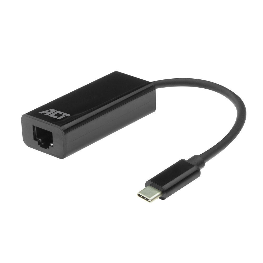 Aanbieding USB converters. ACT USB-C naar Gigabit adapter zwart